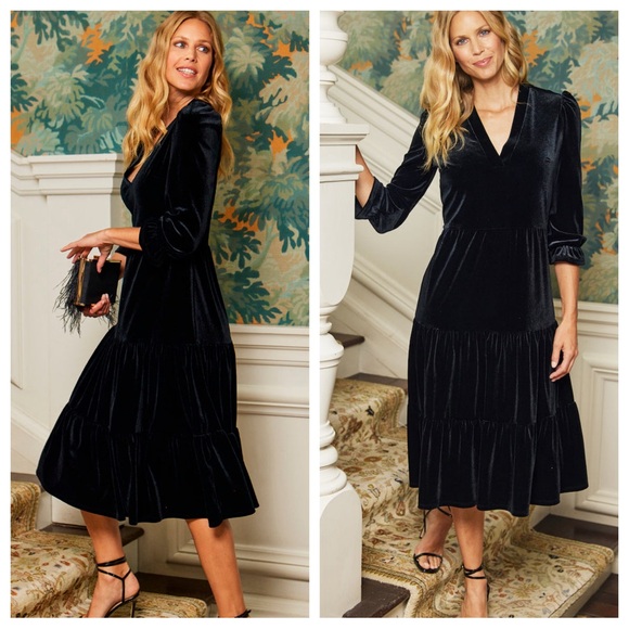 NWOT Jude Connally Maggie Velvet Dress Black XL Extra Large